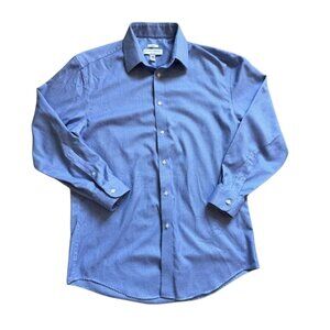 Joseph Abboud Mens Button Front'Slim Fit' Shirt-Blue/White-16 32/33(M)-GUC